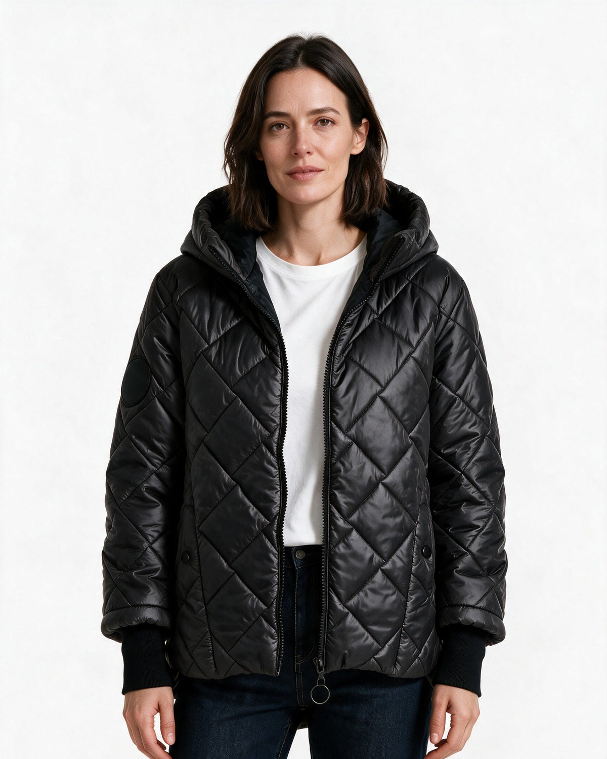 Ainsley — Women's Diamond-Quilted Puffer Jacket with Hood