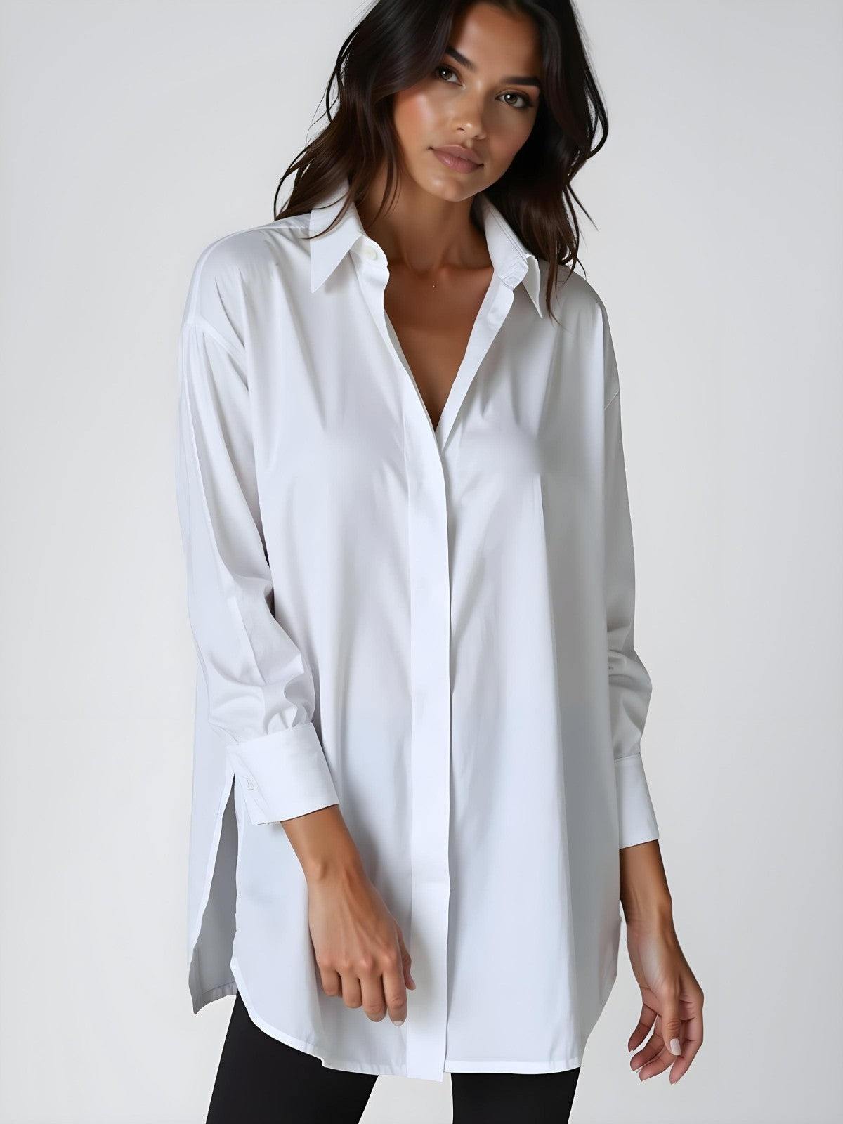Oversized Lapel Button Shirt Dress