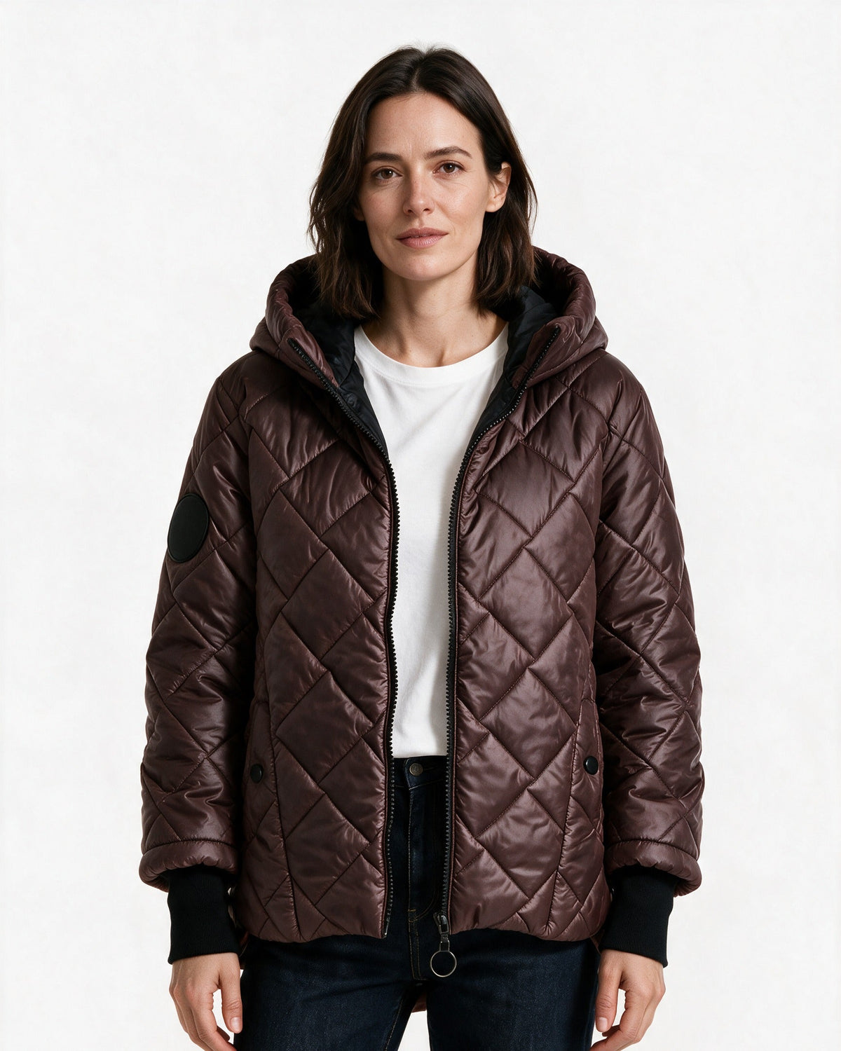 Ainsley — Women's Diamond-Quilted Puffer Jacket with Hood