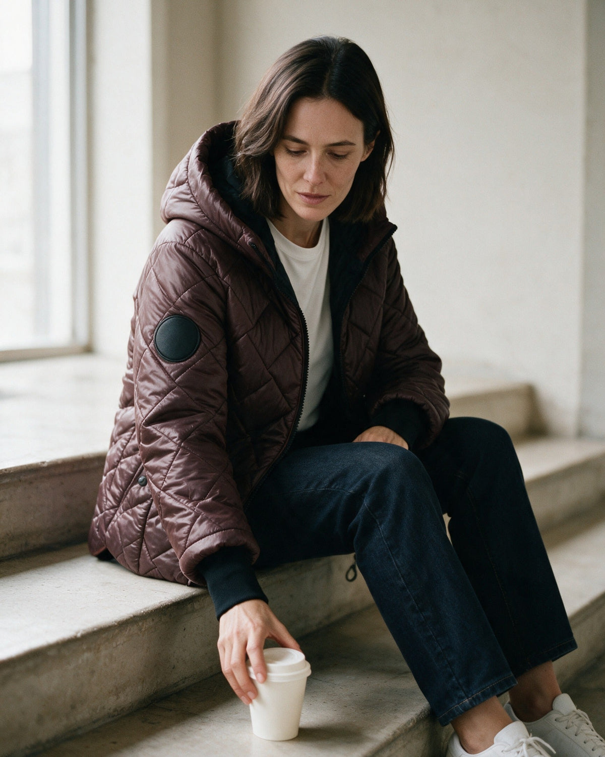 Ainsley — Women's Diamond-Quilted Puffer Jacket with Hood